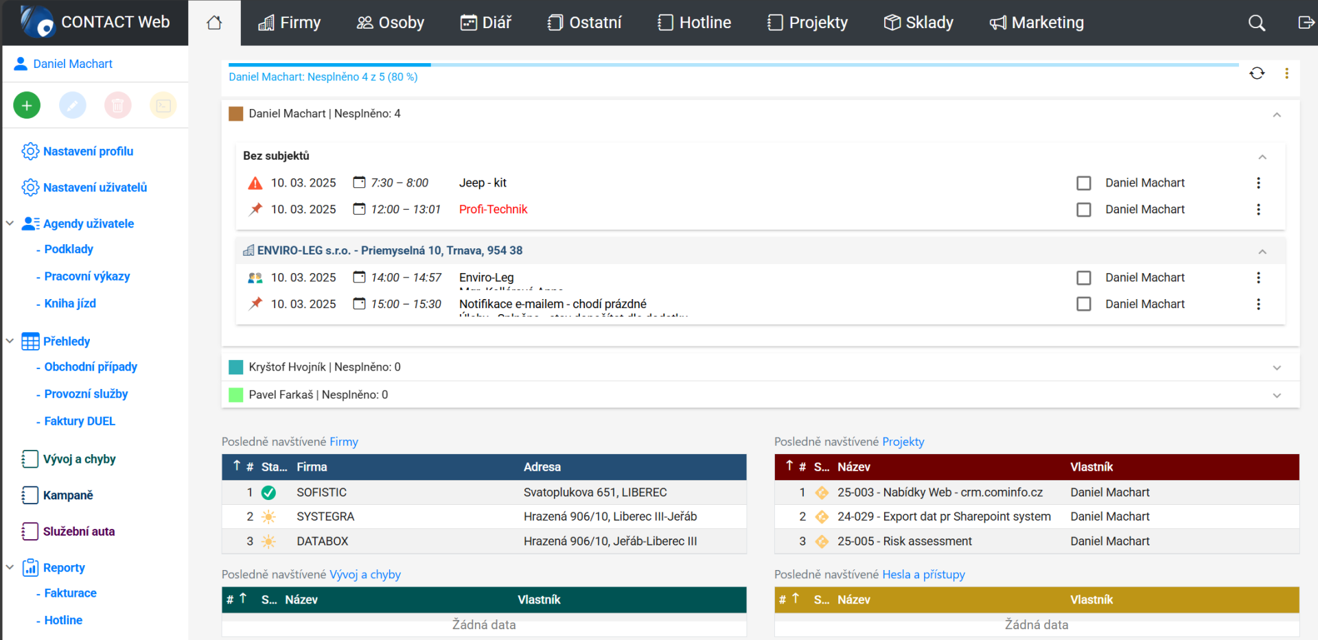 ContactWeb – ukázka obrazovky 2